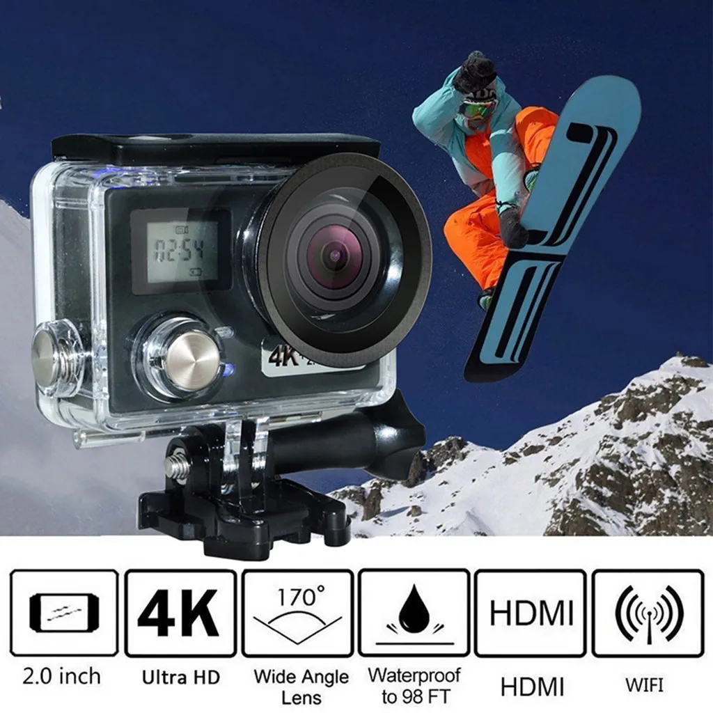 Водонепроницаемая камера HD 4K 2,0 дюймов ЖК-экран Экшн-камера DV DVR видеокамера водостойкая Спортивная камера водонепроницаемый чехол L0604# D