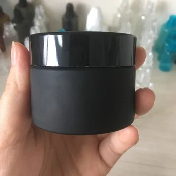 2pcs*15g matte black cosmetic cream glass jar with black lid - Цвет: Matte black