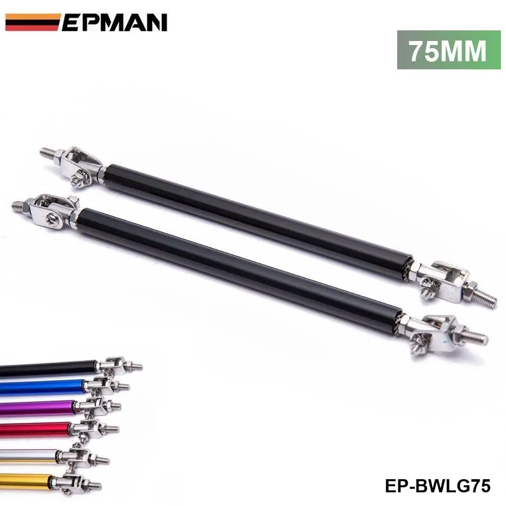 

2PCS/SET Universal Racing 75mmFront Bumper Lip Splitter Rod Strut Tie Bar Support Kit Bumpers EP-BWLG75