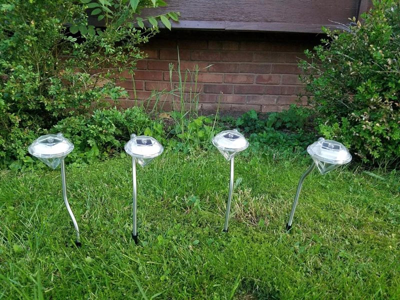4pcslot RGB Solar Power Lawn Lights Outdoor Garden Lights Landscape Led Soar Lamp Pathway Lighting for Patio Stainless Steel  (1)