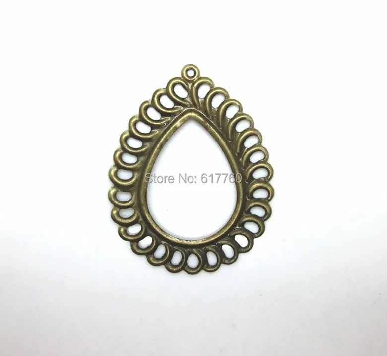 

30PCs Antique Bronze Filigree Drop Cameo Frame Settings Pendants Wraps Connnector DIY Jewelry Embellishments 5.7x4.5cm J0601