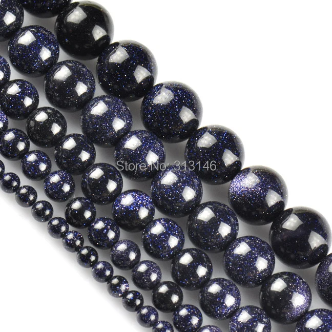 

Natural Perles Galaxy Blue Sandstone Round Loose Sand Stone Strand Sitara Stars Sunstone Beads for Jewelry Making 4 6 8 10 12mm