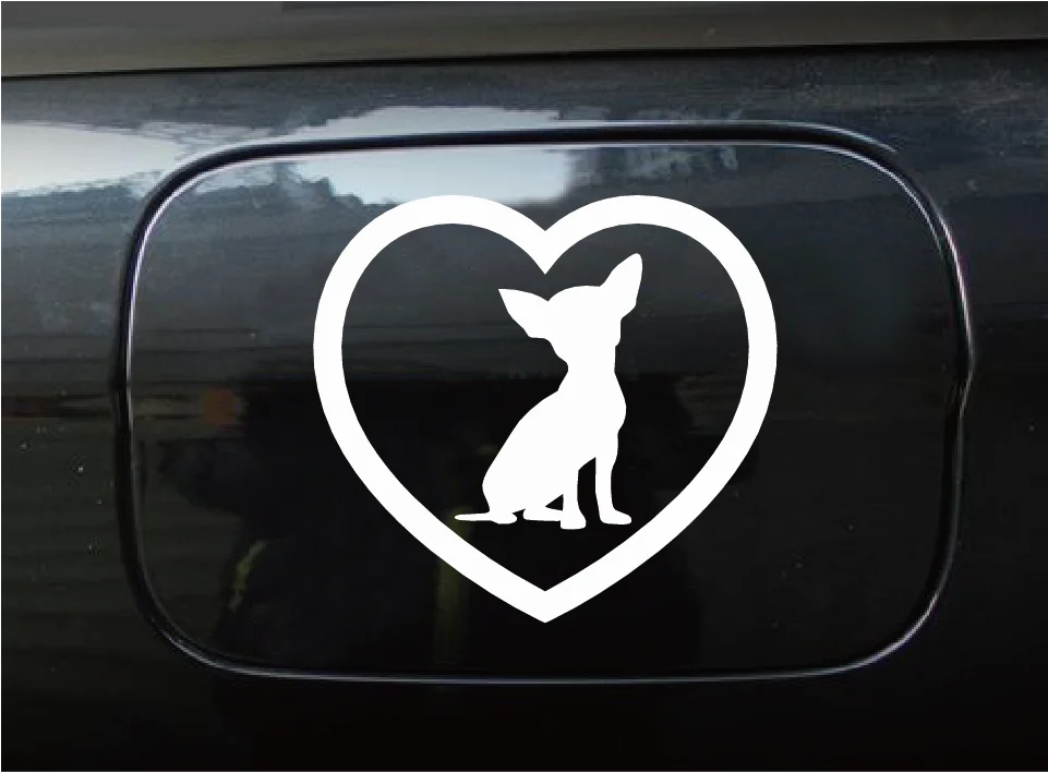 Милая Чихуахуа сердце собака автомобиль мультяшная наклейка животное окно бампер виниловая Автомобильная наклейка