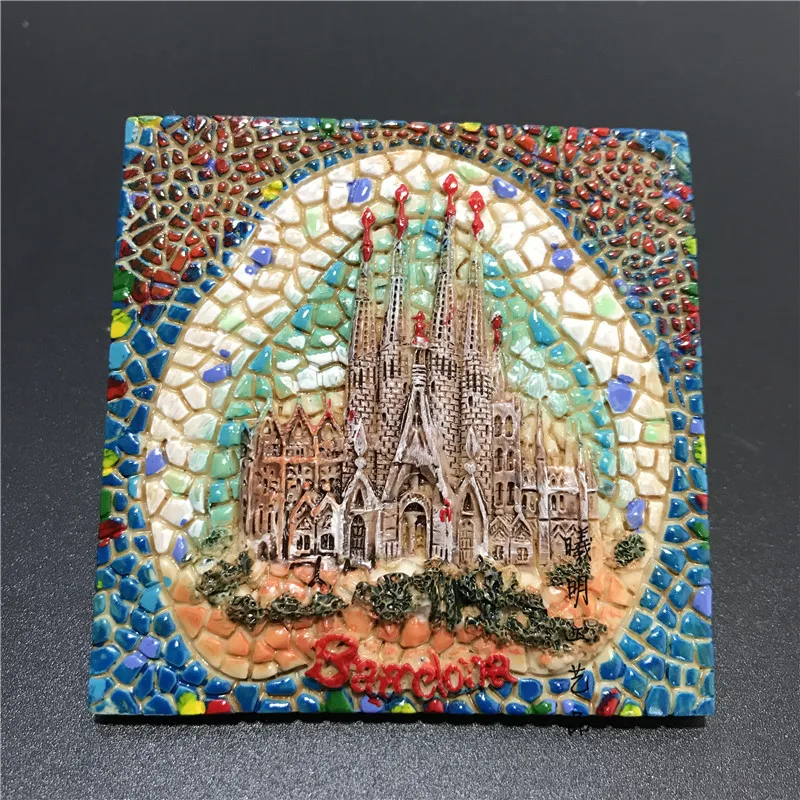 

Resin Fridge Magnets Spanish Gaudí Sagrada Familia Cathedral Barcelona Art Stickers Home Decor DIY Refrigerator magnets Sticker