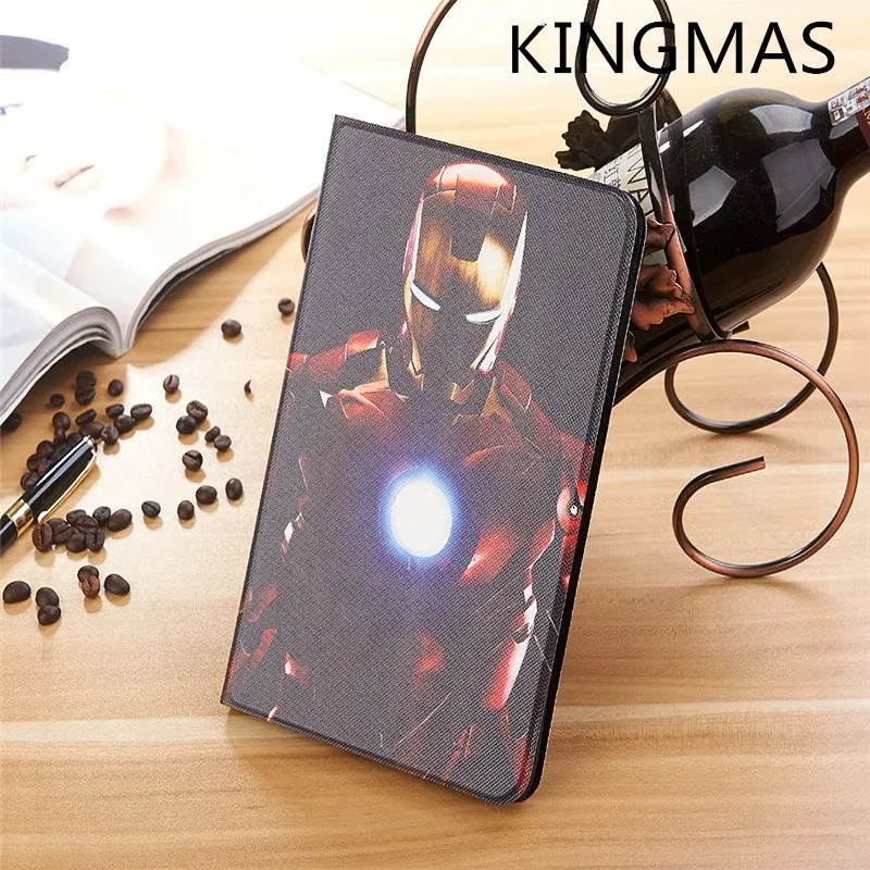 Kopen Iron Man Case voor iPad 2018 2 3 4 9.7 inch A1822 A1893 Slanke Opvouwbare Stand Cover Auto wake Pu Case voor iPad 2017 2018 9.7