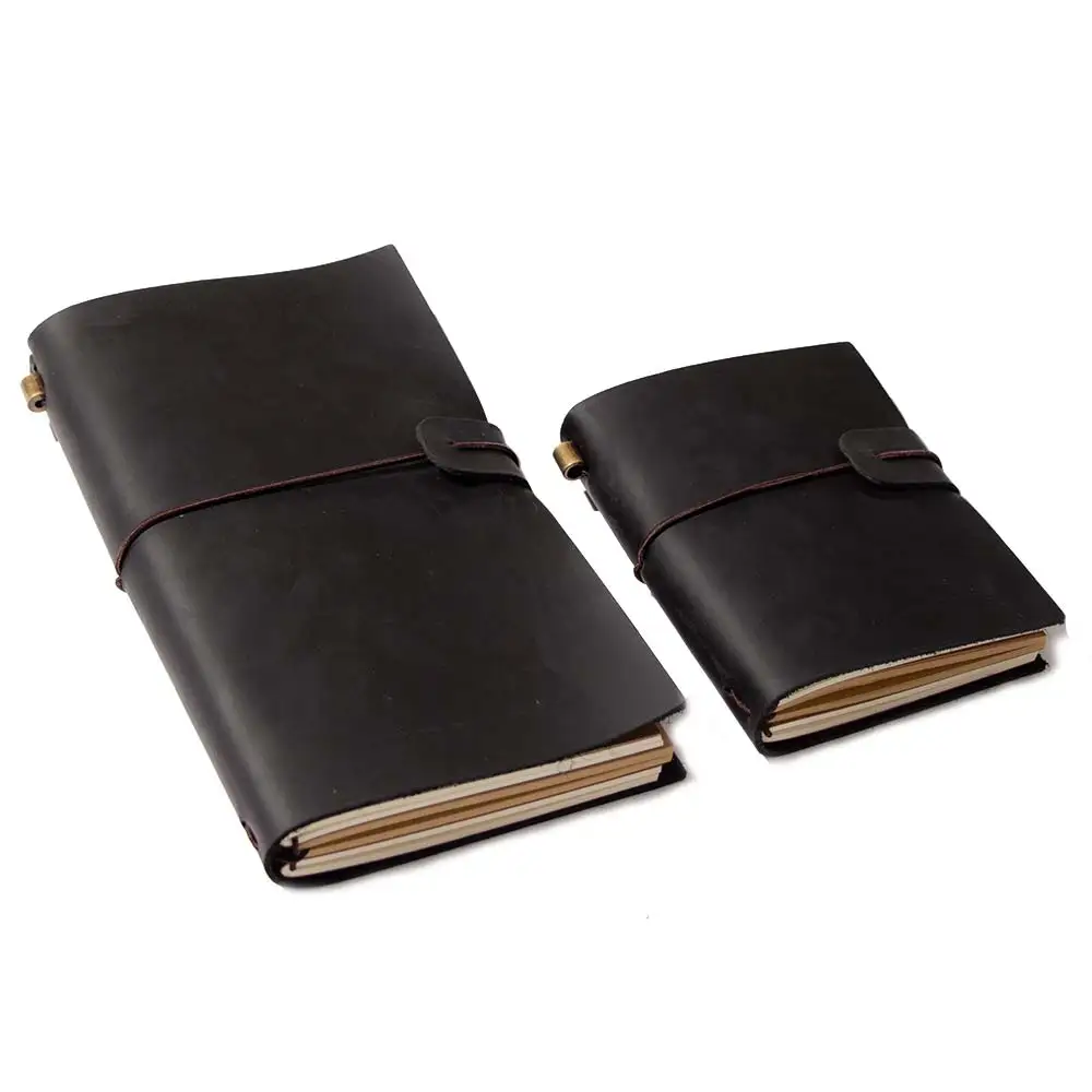 Vintage black Diary travel Notebook Journal Blank Leather soft Cover