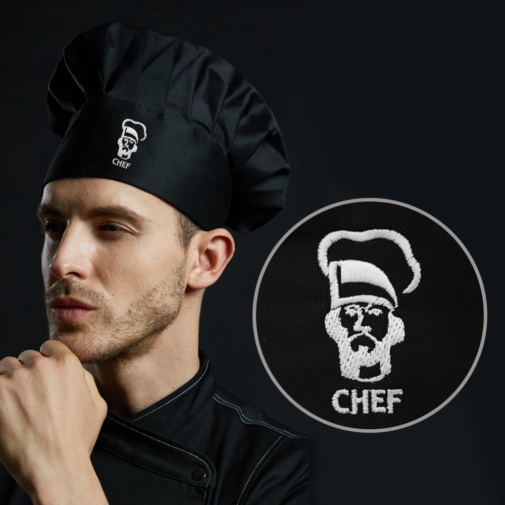 Шеф-повара шляпа Ресторан унисекс Embriodery повара Camarero шляпы официанта для приготовления на гриле пекарь рабочие шапки ужин