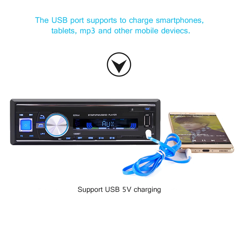 Автомагнитола с Bluetooth стереозвуком mp3 плеером поддержкой USB SD AUX FM приемником ИК