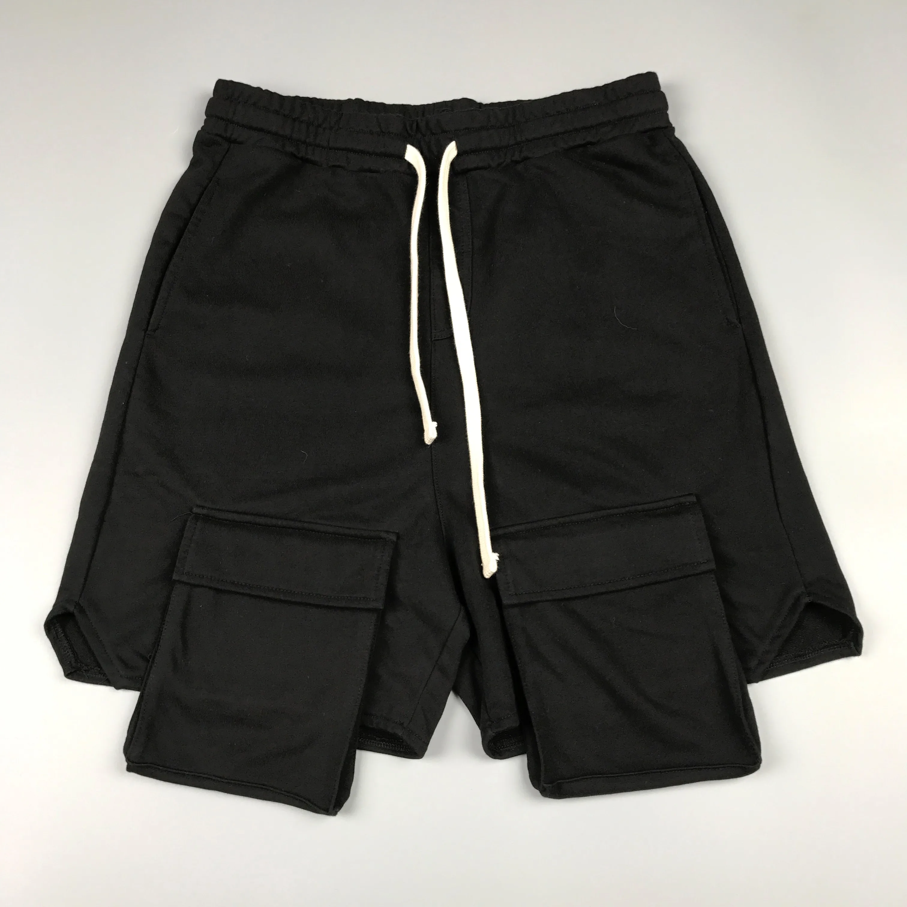 Летние черные спортивные шорты с карманами в стиле хип-хоп, хлопковые шорты с эластичной резинкой на талии, уличная одежда