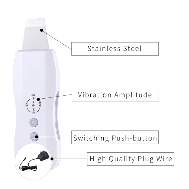 USHOW Multifunction Ultrasonic Skin Scrubber Rechargeable Ultrasound Face Pore Cleaner Deep Cleaning Facial Peeling Massager