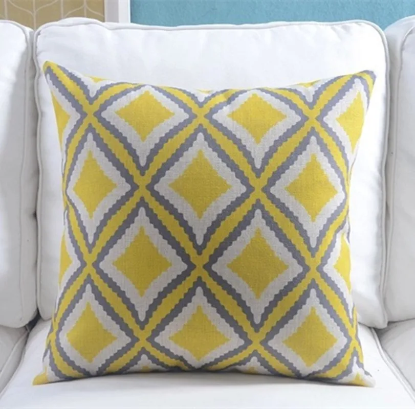 

Abstract Geometric diamond plaid Cushion Cotton Linen Nap Throw Pillows Pillowcase Home Sofa Chair Car Decorative 45*45cm