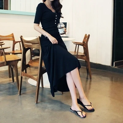 

2019 Dress Women Summer Sexy Casual Spring Boho Long Maxi Evening Party Beach Dress Slim Black Vest Sundress Plus Size WD0190