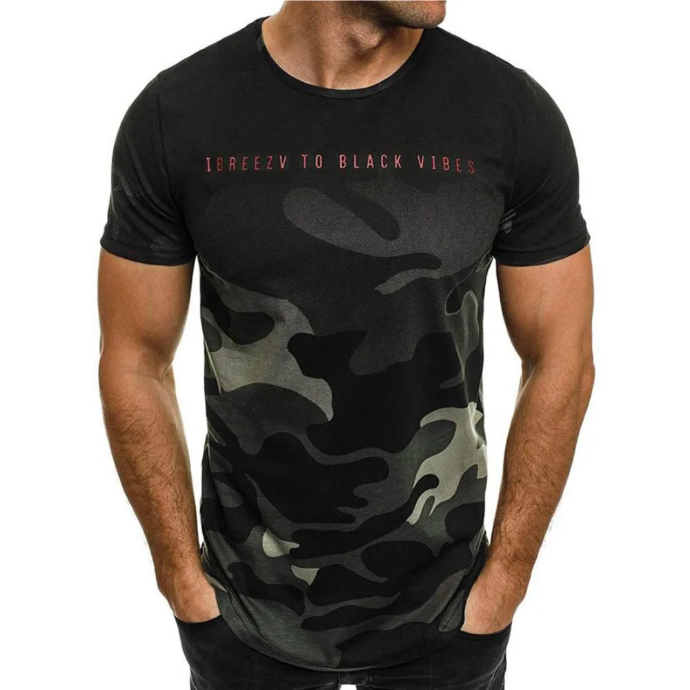 

JAYCOSIN 2019 Men's T Shirt Fashion Personality Camouflage Men's Casual Slim Short-sleeved Shirt Top Men Blouse Tops Dropship