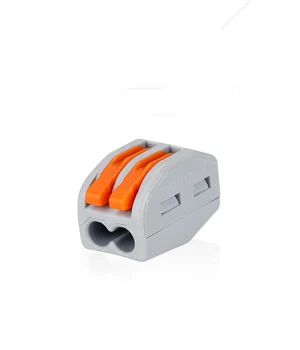 

50pcs/lot PCT-212 type 222-412 Spring Lever Push Fit Reuseable 2 Wire Connector 30A 2 Pin Conductor Terminal