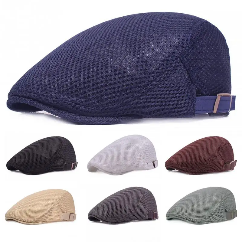 

Summer Men Women Casual Beret Hat Fashion Flat Cap Newsboy Style Gatsby Hat Adjustable Breathable Mesh Caps