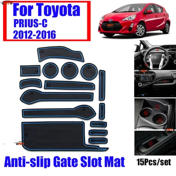 

15pcs/set Non-slip Soft Rubber Door Groove Mat Car Interior Accessorie Protected Cup Coaster for TOYOTA TOYOTA PRIUS-C 2012-2016