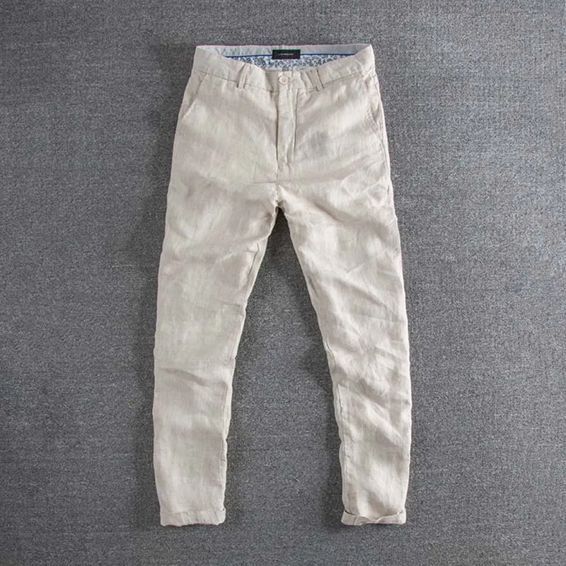 

2019 new arrival Simple style plus size linen trousers men's casual pants in Europe and America high quality cheap sale