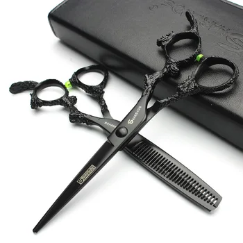 

Hairdresser designer special 440c steel hair scissors dragon handle professional hairdressing scissors Set free shipping