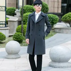Двубортный Повседневная шерстяное пальто мужские тренчи с длинными рукавами пальто мужские кашемировые пальто casaco masculino Англия серый 9XL