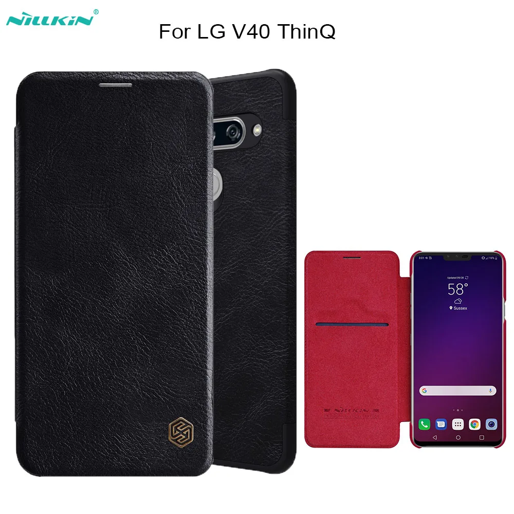 Кожаный чехол для LG V40 ThinQ Nillkin винтажный Qin искусственная кожа пластиковая задняя