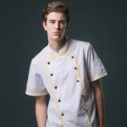 VIAOLI Лето шеф повар спецодежды рубашка с короткими рукавами фланец мода униформа кухня Ресторан услуги повара вентиляции