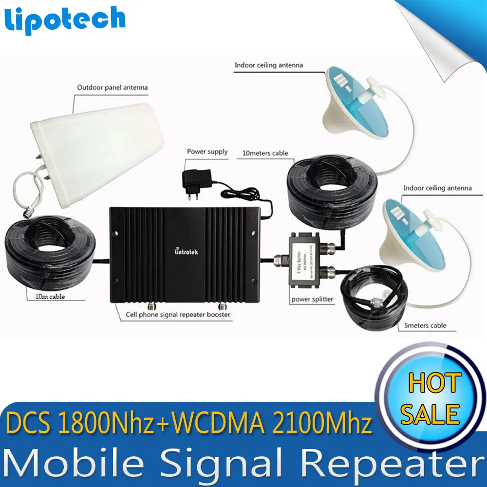 Комплект Усилителя мобильного сигнала 75 дБ GSM 4G 1800 МГц 3G WCDMA 2100 сотовый