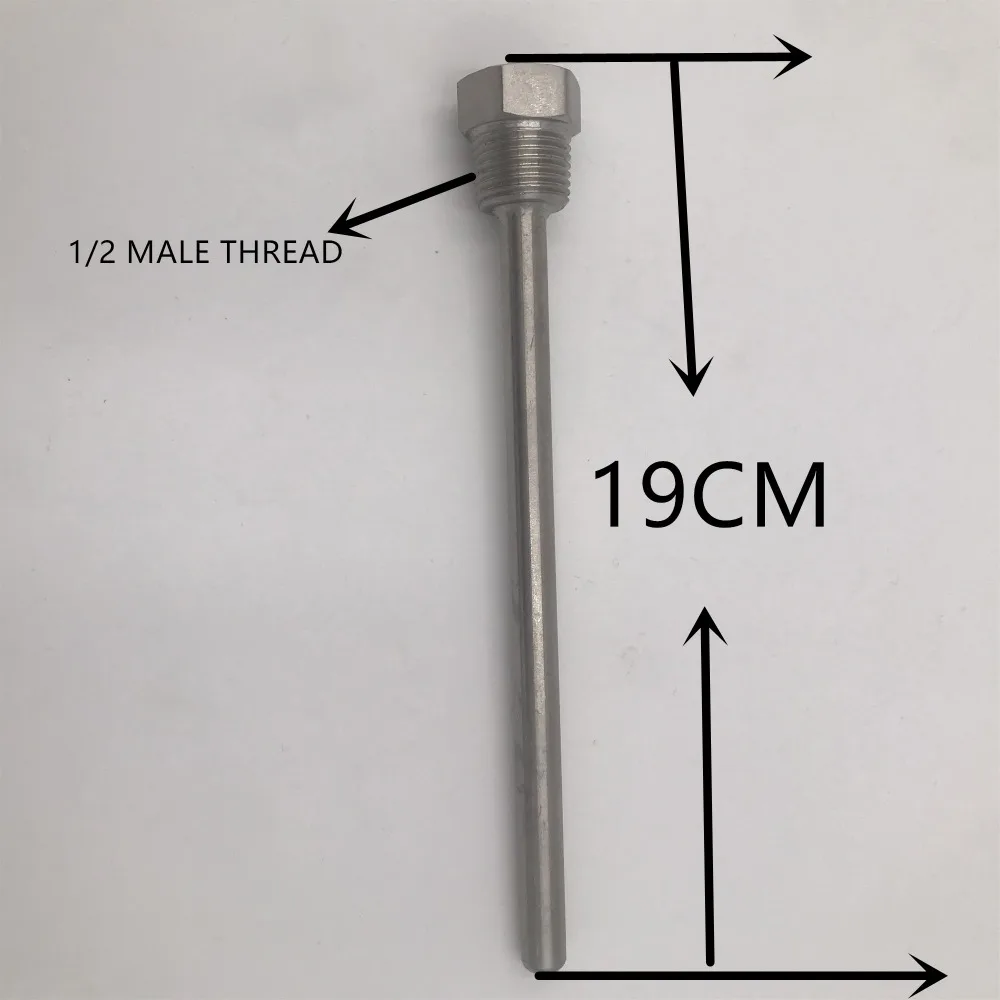 

19cm L Kettle Thermowell Kit, Stainless Steel 304, 1/2"Thread