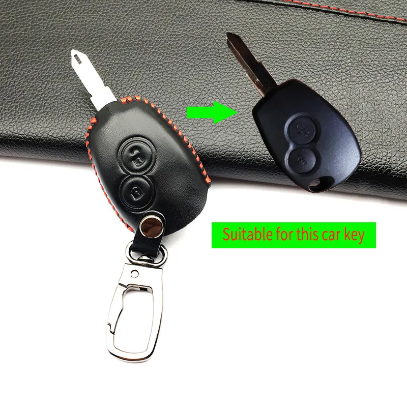 

1pc 2 buttons Latest Genuine Leather key case for car cover for Renault Clio Dacia Logan Sandero Megane Modus Espace Kangoo