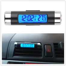 

Sailnovo 2in1 Blue Backlight Car Digital LCD Temperature Thermometer Clock Calendar Automotive Clock With Clip Car Accessories