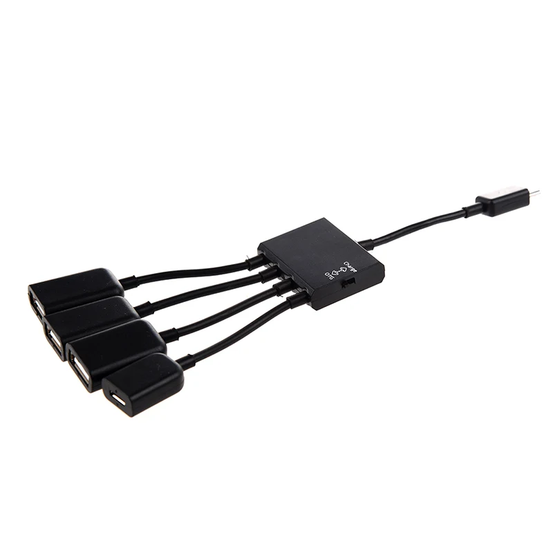 Черный USB 4-портовый микро Мощность грузовой концентратор OTG кабель адаптера