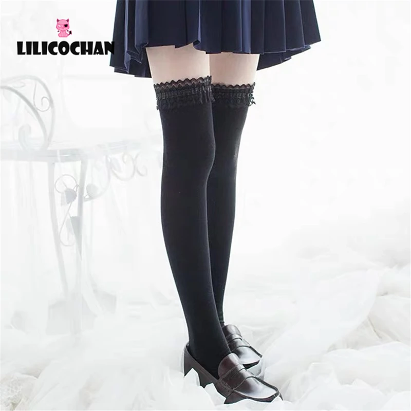 LILICOCHAN Womens Anime Cosplay Lolita Maid Girls Lace Top Thigh High Socks Over Knee Leg Warmer Leggings Sexy Cotton Stocking Accessories -Zentai shop online HTB1zBQJaGSs3KVjSZPiq6AsiVXak.jpg