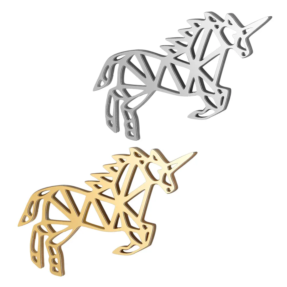 

5pcs/lot 100% Stainless Steel Hollow Unicorn Connector Charm Pendant Wholesale DIY Jewelry Making Connector Charm