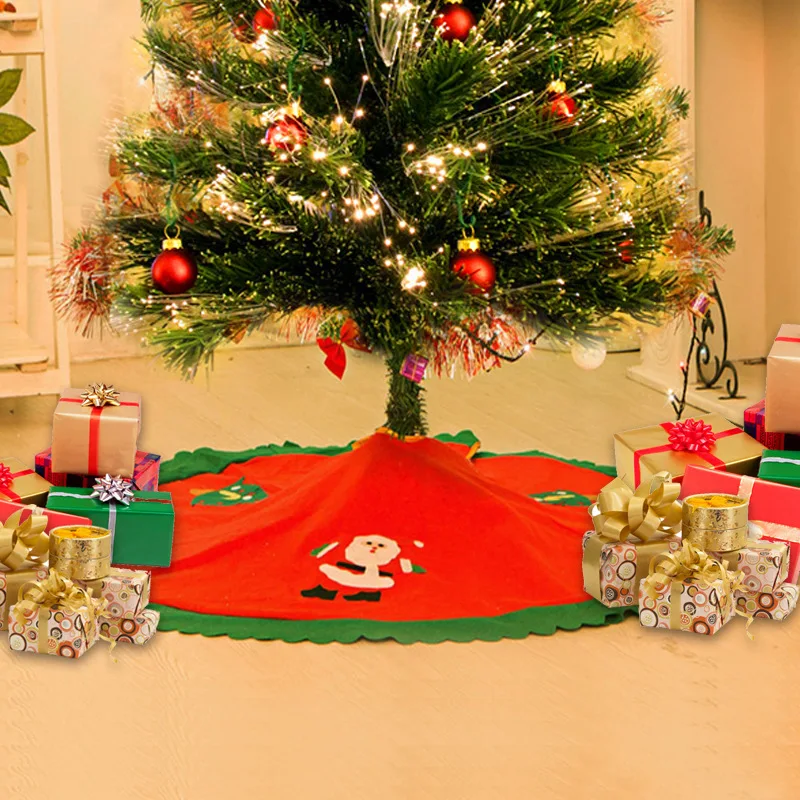 

Santa Claus Tree Skirt Decoration Navidad Christmas Decoration For Home Straight Edge 90CM Non-Woven Christmas Tree Skirt Aprons