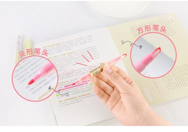 Dual Head Writing 2 in 1 Highlighter Pen Japanese Stationery Cute Office School Supplies