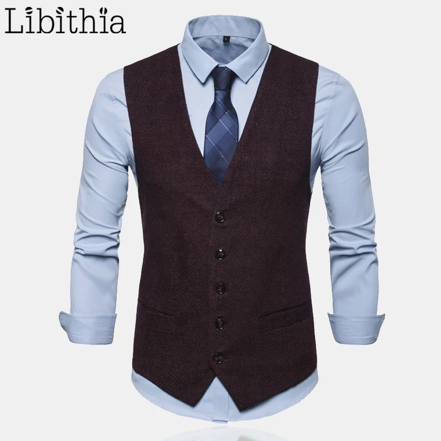 

Men's Blazer Vests S-3XL Sleeveless Solid Colors Waistcoat Men High Quality Clothes Male Black Dark Blue Red A7