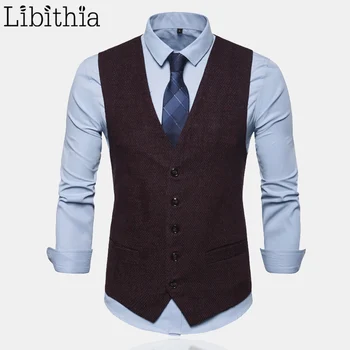 

Men's Blazer Vests S-3XL Sleeveless Solid Colors Waistcoat Men High Quality Clothes Male Black Dark Blue Red A7