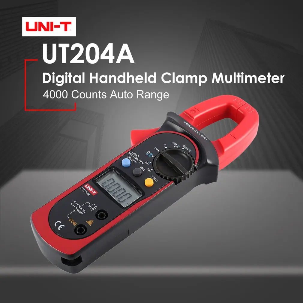 UT204A 4000 Counts Auto Range Digital Handheld Clamp Multimeter Volmeter with Auto Range DC/AC Voltage Current Temperature UT204A 4000 Counts Auto Range Digital Handheld Clamp Multimeter Volmeter with Auto Range DC/AC Voltage Current Temperature