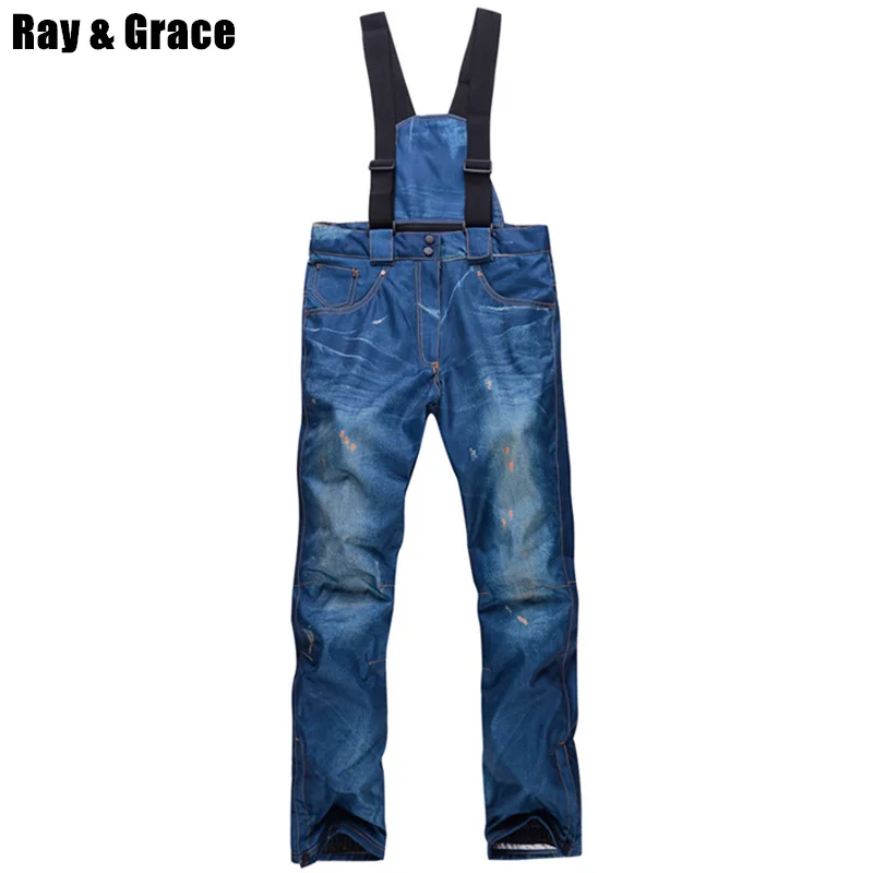 

RAY GRACE Snow Ski Pants Thermal Winter Female Skiing Snowboarding Pants Women Waterproof Outdoor Snowboard Trousers Denim