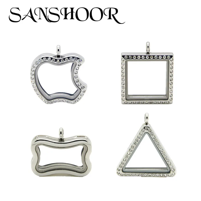 

Clearance Sale Stainless Steel Geometric Pattern Glass Floating Locket Magnet Cross Pendant As Woman Men Kids DIY Gifts