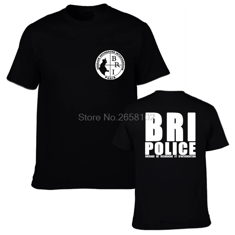 Франция французский специальные Elite полиции армейская футболка подразделение группы вмешательства французской жандармерии(гигн) Raid BRI Футболка Черная Футболка Tee Для мужчин хлопок короткий рукав