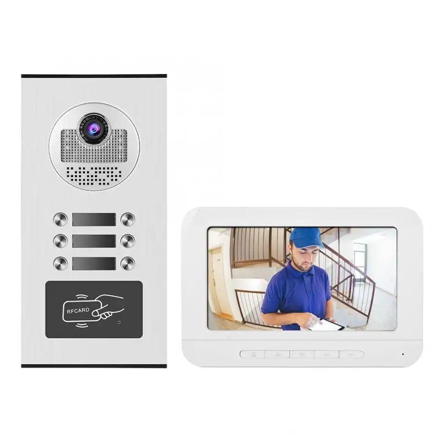 

LCD display Wireless 7inches Video Intercom Smart Doorbell Door Phone RFID Camera 3 Apartments door bell deurbel