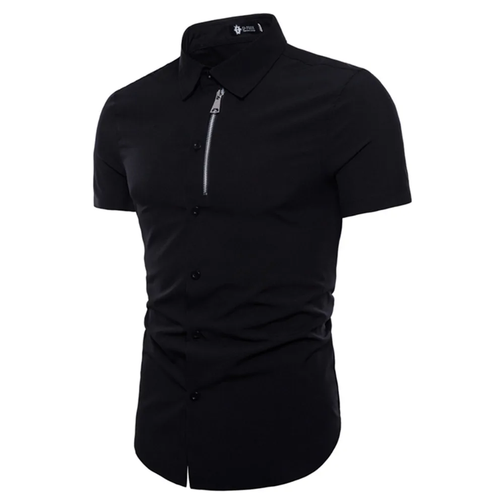 2018 جديد العلامة التجارية الصيف الرجال القمصان قصيرة الأكمام قميص أوم الشاطئ سستة الأعمال اللباس قمصان الذكور الشارع الشهير الأحمر عارضة قمي...