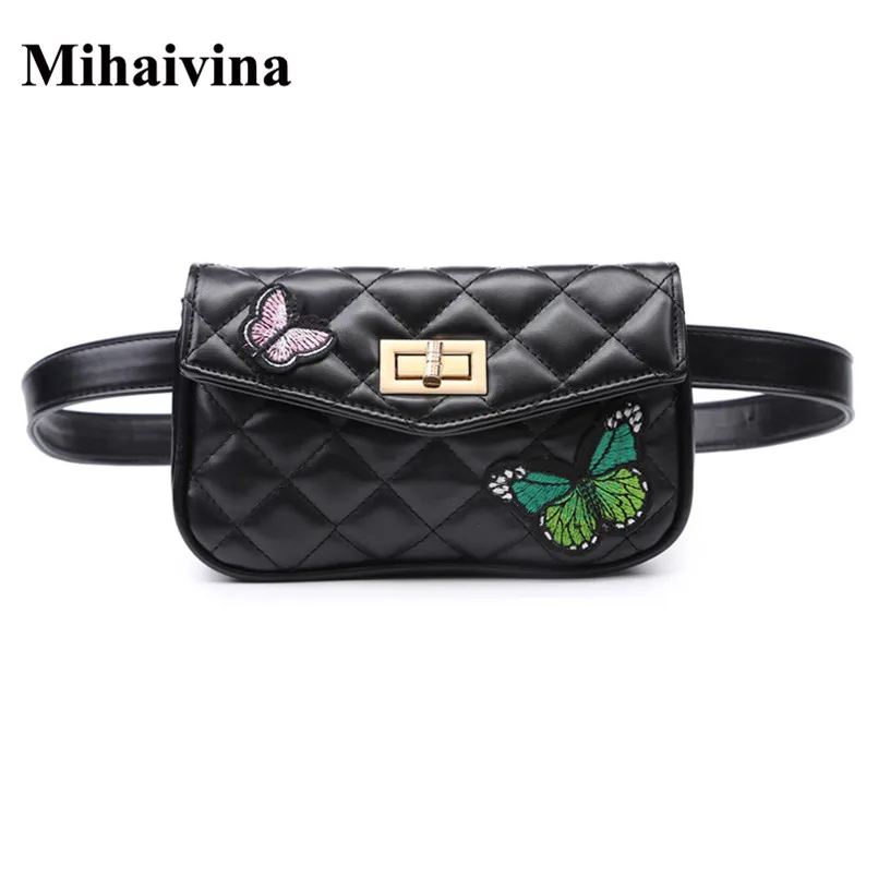 Mihaivina New Fashion Leather Women Waist Bag With Butterfly Travel Belt Bag Fanny Packs Bag ...