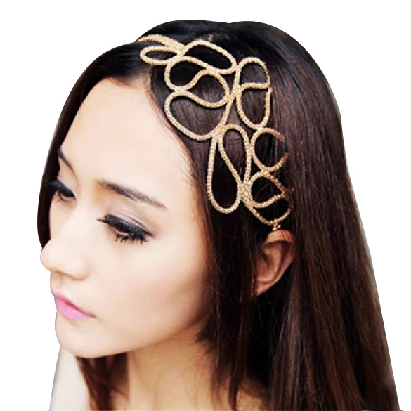 Metallic Gold Braid Braided Hollow Elastic Stretch Hair Band Headband
