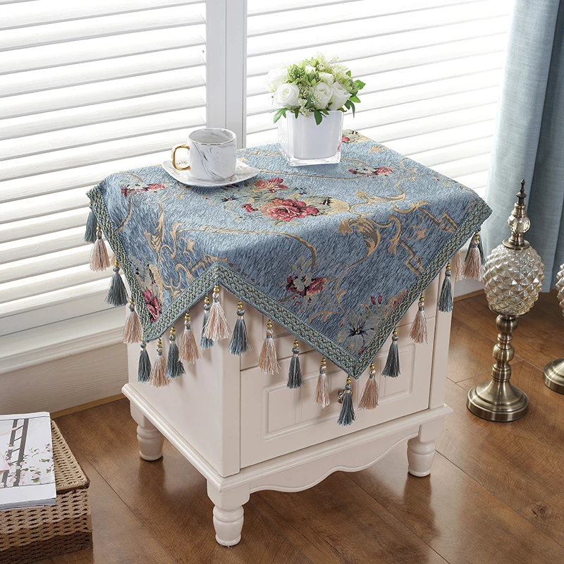 

Bedside table square tablecloth fabric light luxury European refrigerator washing machine air conditioning cover square cover