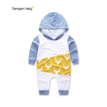 

SAMGAMI BABY 2019 Autumn New Baby Romper Cartoon Long Sleeve Hooded Overalls 100% Cotton Boy Girl Clothes Newborn Clothing