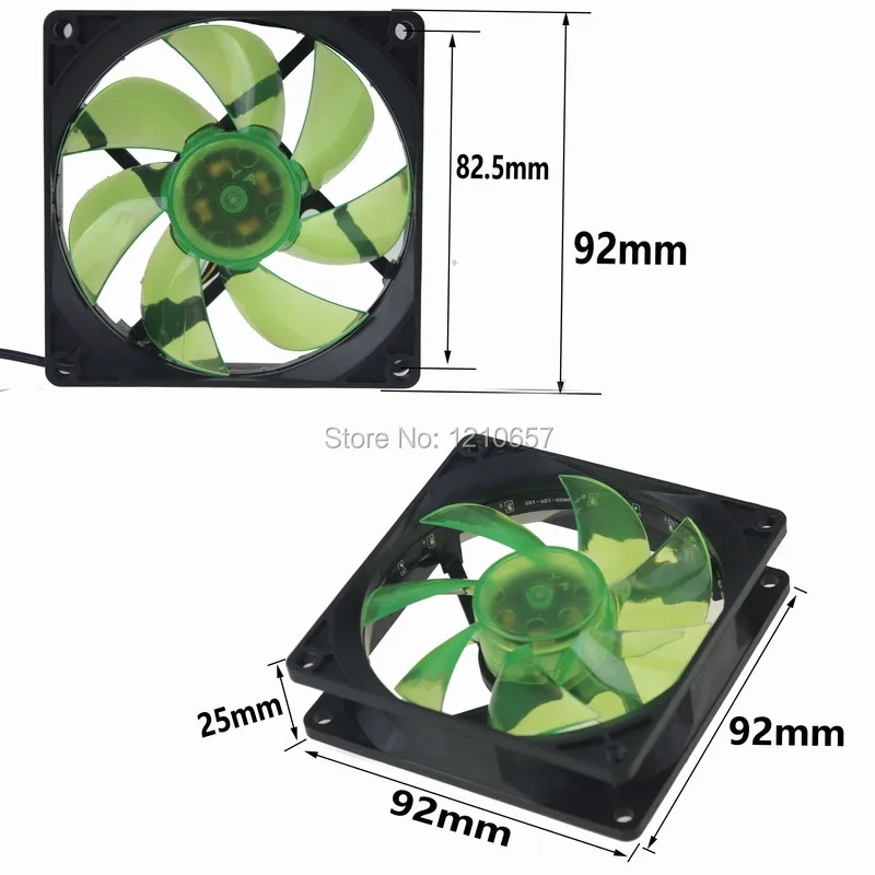 10 шт. в партии gdstime 3Pin led вентилятор охлаждения зеленый свет для компьютера PC Case 92x25 мм 3800 об./мин