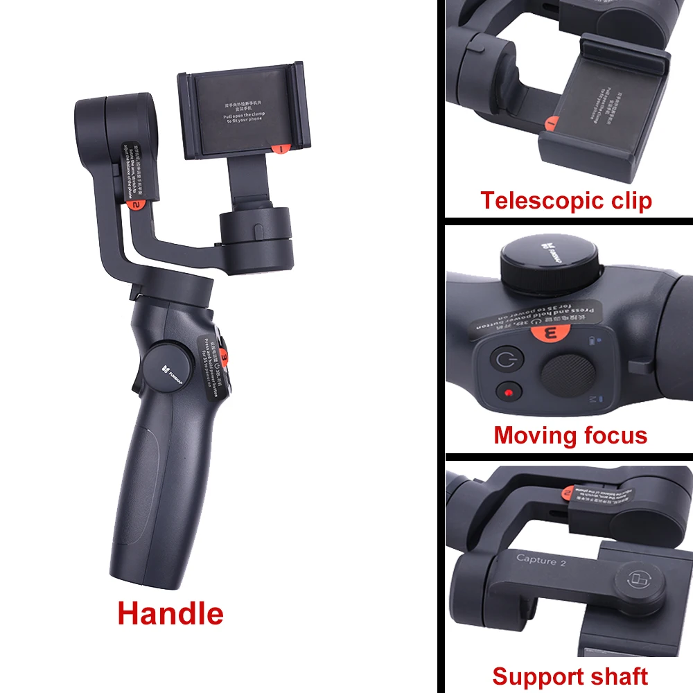  Funsnap Capture2 3 Axis Handheld Gimbal Stabilizer For Smartphone Samsung Iphone X XR 8 7 Gopro Cam
