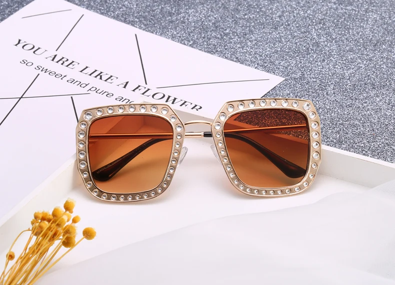 Два Oclock роскошные дамы кристалл большие женские очки Квадратные Солнцезащитные очки UV400 оттенков черные очки аксессуары R66221