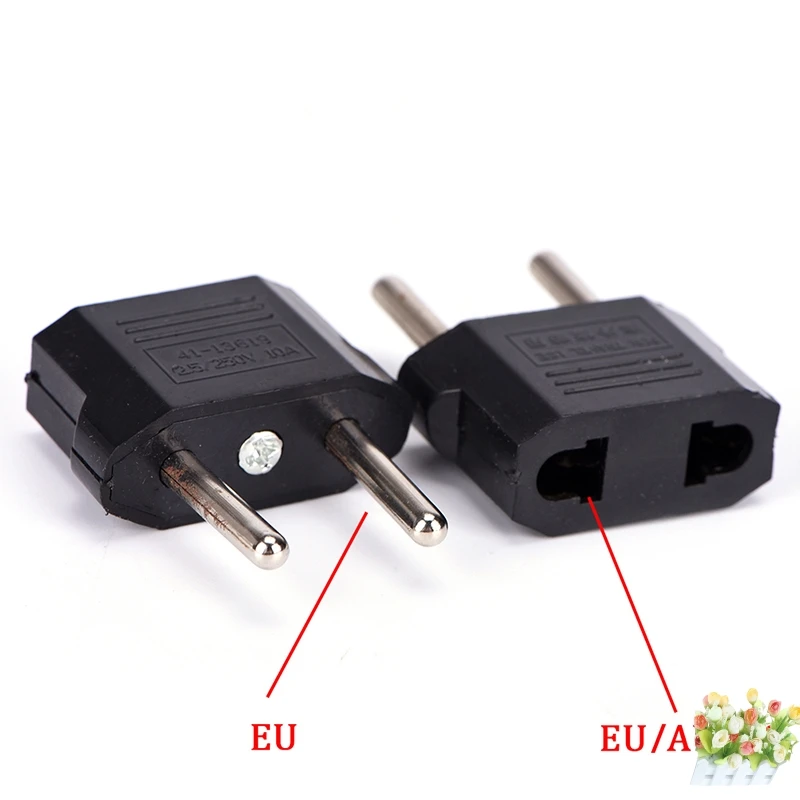 

US AU EU To EU Plug Cable Converter 2 Round Travel Wall AC Power Chargers Outlet Adapter Pin
